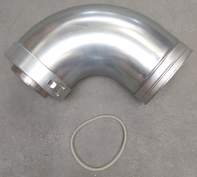 Coude 90° (lisse) 100/150 avec collier de serrage