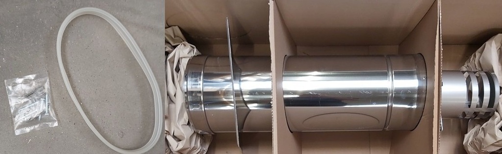 Sortie murale 130/200 avec collier de serrage L=600 Inox/Inox