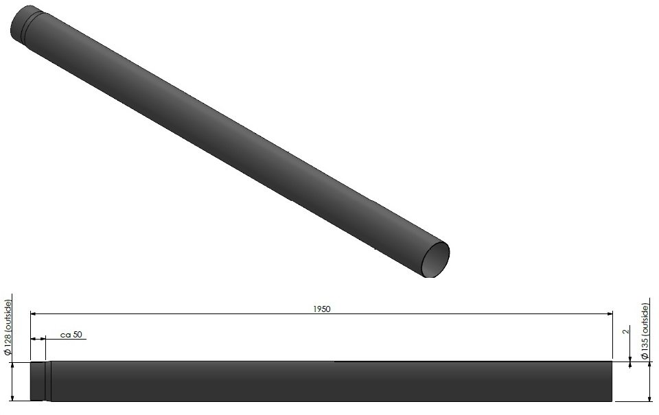Ø130 mm Tuyau 1950 mm.