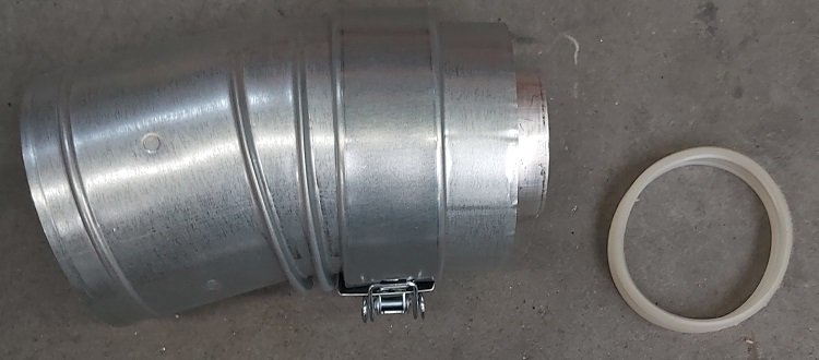 Ø60/100 alu Coude 15° + collier de serrage