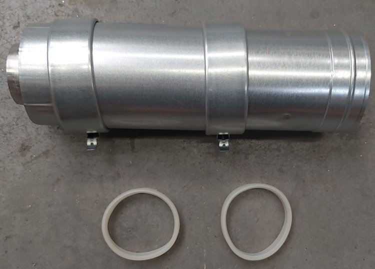 Ø60/100 alu Tuyau téléscopique 325 mm. - 440 mm. + collier de serrage