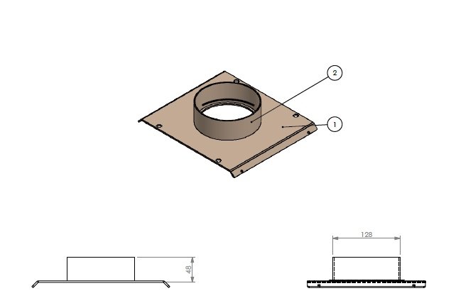 Sortie fumées 45° DIAM 130 mm