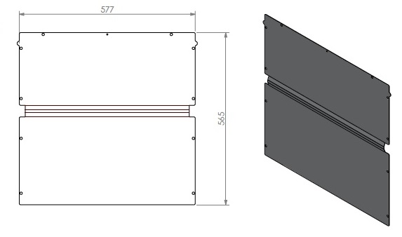 Plaque de finition arrière(mod sans vent.) Box gaz 65