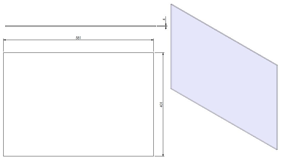 Vitre Unilux 6-70 / Box 70 dim 581x401mm