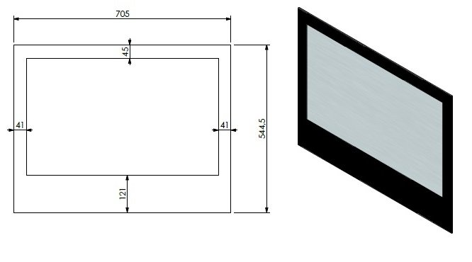 Vitre avec rebord Sm 75-60/Box