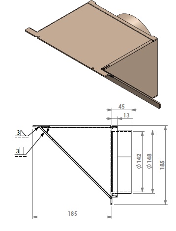 Buselot vertical noir DIAM 150