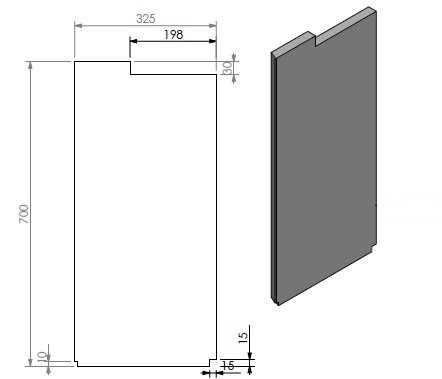 panneau céramique droit/gris