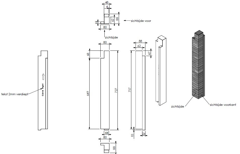 panneau céramique pilier exterieur droite/rouge