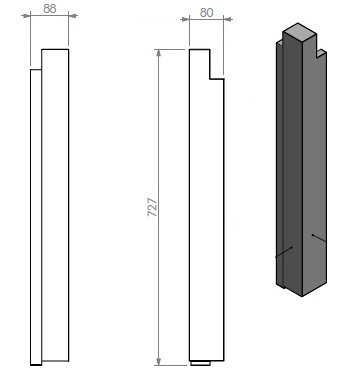 panneau céramique pilier exterieur gauche/gris