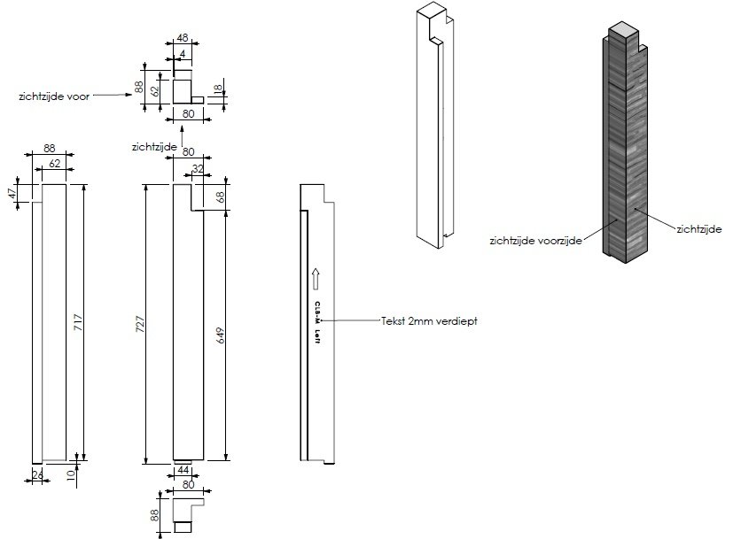 panneau céramique pilier exterieur gauche/rouge