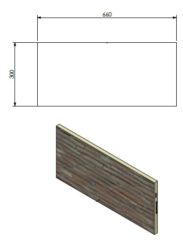 Panneau céramique arrière / dessus motif pièrres rouge