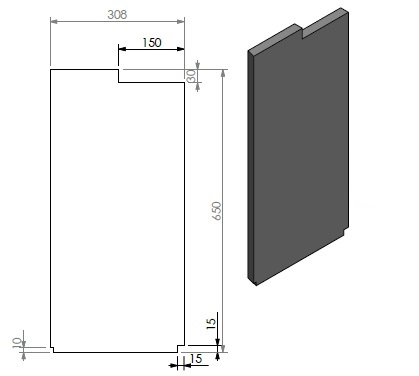 panneau céramique droit/gris