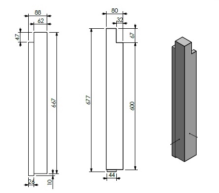 panneau céramique pilier exterieur gauche/jaune