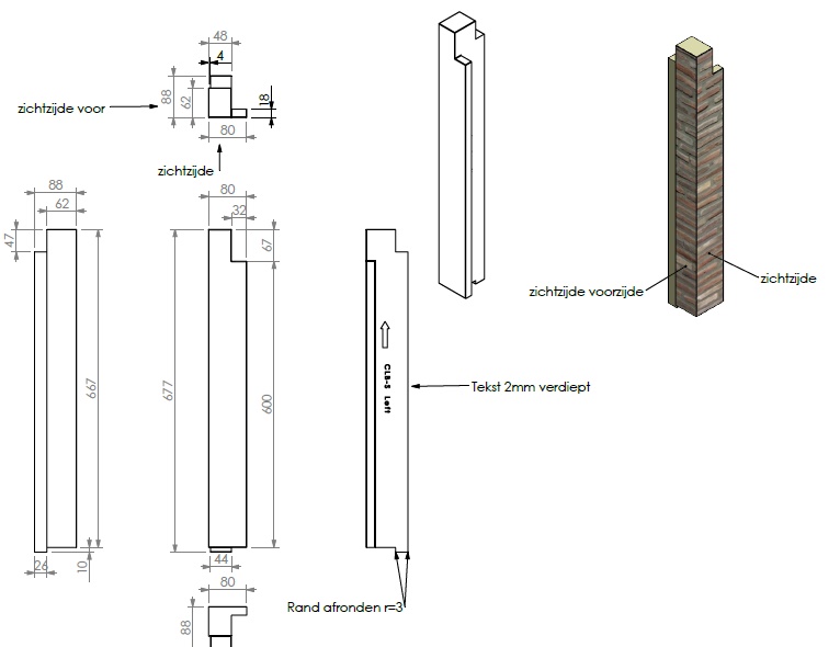 panneau céramique pilier exterieur gauche/rouge
