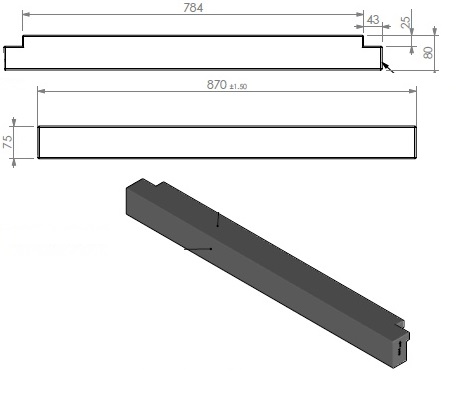 panneau céramique pilier exterieur seuil/gris