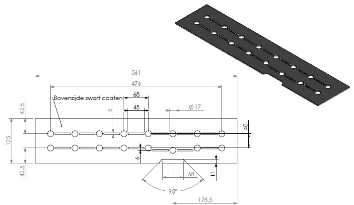 Tapis noir ceramique couvrant brûleur Linefire 561mm