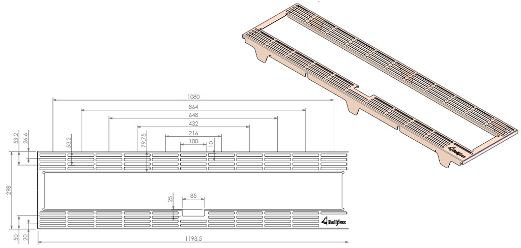 Grille autour du brûleur Viewbell Large 3 noire (depuis 10-5-2021)