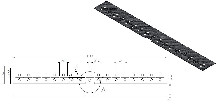 Tapis noir ceramique couvrant brûleur  L= 1154 mm