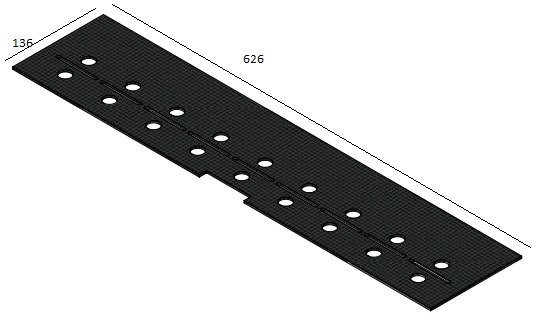 Tapis noire ceramique couvrant brûleur  L= 626 mm