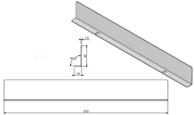 Fixation de vitre courte (dessus)