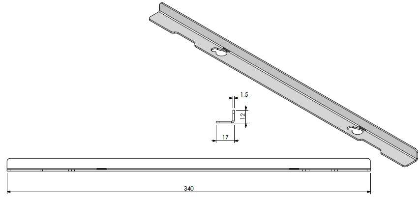 Fixation de vitre courte (fond)