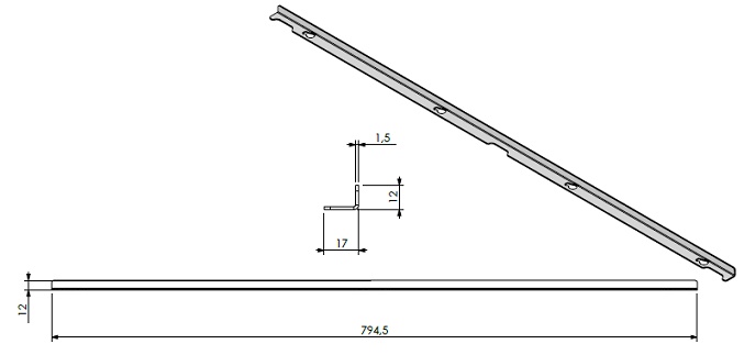 Fixation de vitre long (fond)