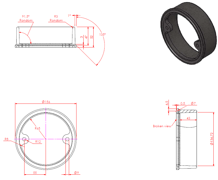Buselot raccordement dessus noir Eco 40/52/55 METAL + Unilux