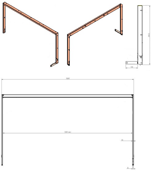 Chassis de porte 3 faces noir