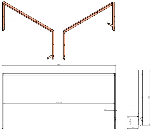 Chassis de porte 4 faces noir