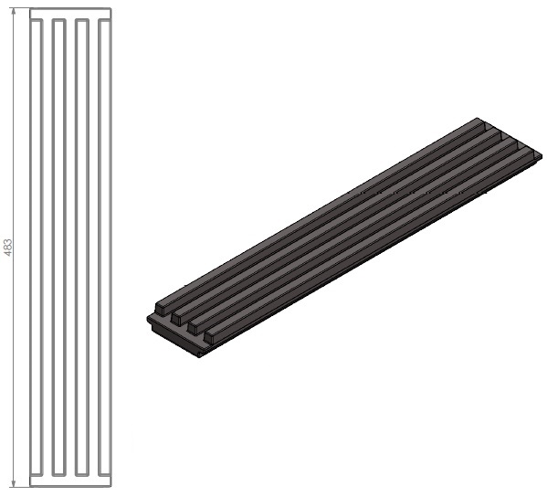 Lamelle ( adaptateur) H=483mm