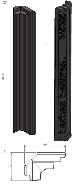 Lamelle d'angle H=483mm