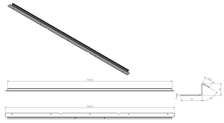 Profil de fixation vitre sup complet