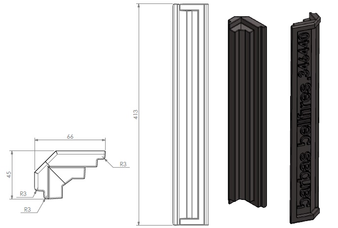 Lamelle en fonte(coin) H=413mm
