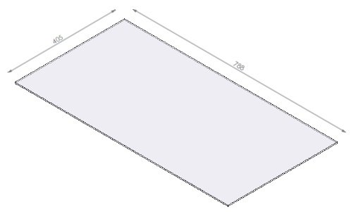 Vitre FF préparée avec joint dim. 788x405