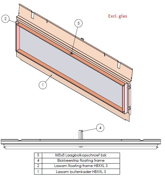 Floating frame excl vitre HBXXL noir (depuis 10-5-2021)