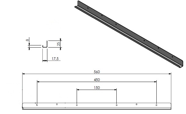RDL D/G - Strip de fixation pour lamelle modele 60 inf