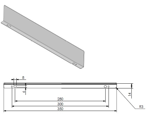 Fixation pour vitre(court ) dessous