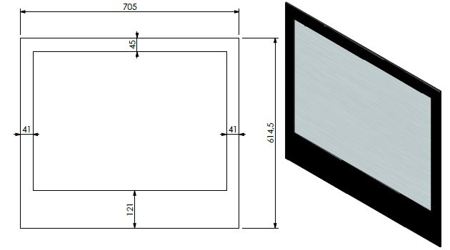 Vitre Smart Bell 75-70 dim 614.5x705mm