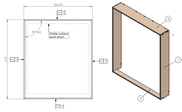 Cadre encastrable Unilux6-55 noir compl