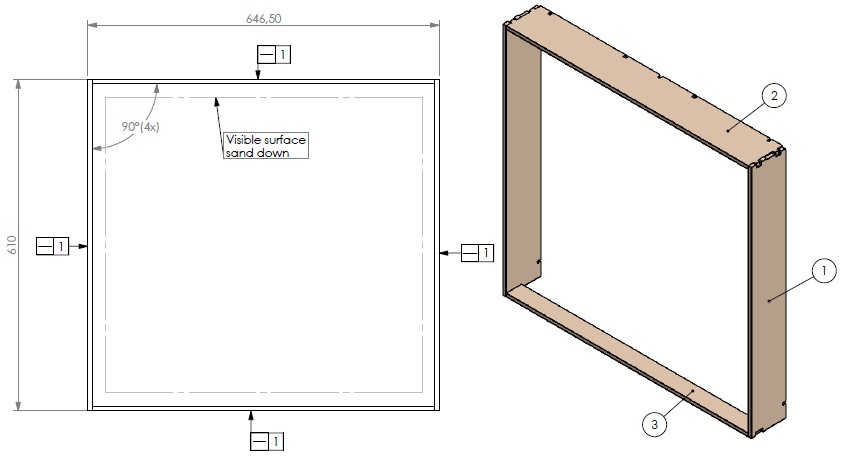 Cadre encastrable Unilux 6-67 noir compl.