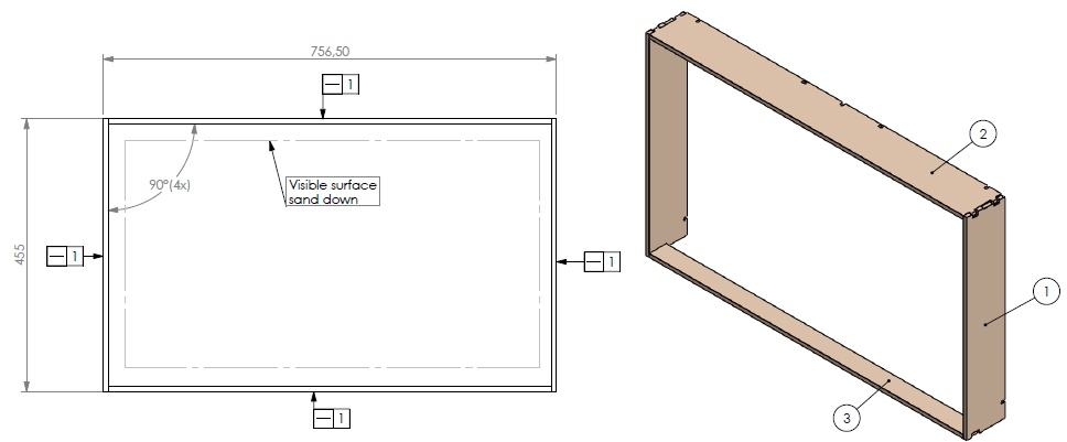 Cadre encastrable Unilux6-75 noir compl
