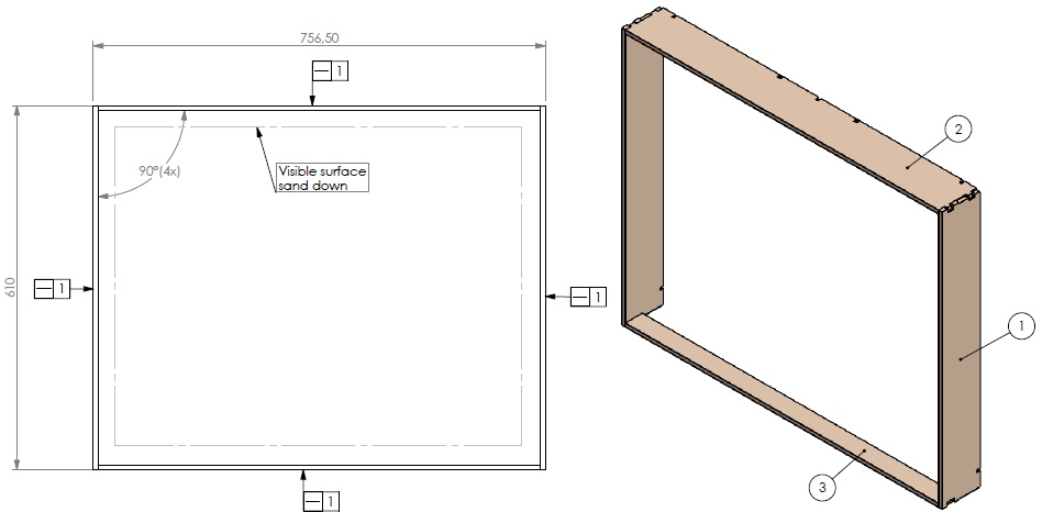 Cadre encastrable Unilux6-80 noir compl