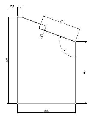 Béton Céramique panneau latéral gauche  Uni V 75
