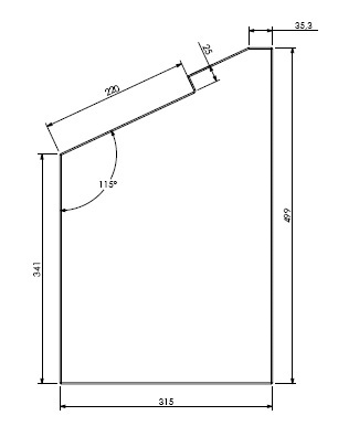 Béton Céramique panneau latéral droit  Uni V 85