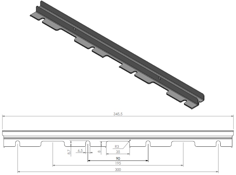 Gouttière pour joint de porte droite et gauche Univ 6-60+6-70