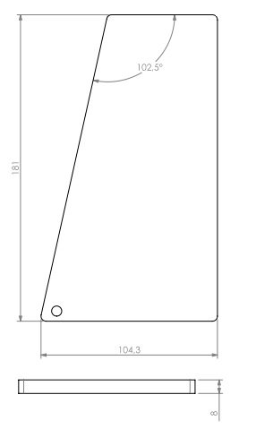Sole foyère droite ou gauche acier noir Univ 6-65