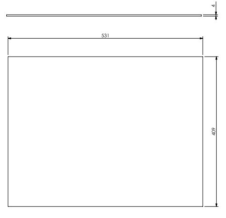 Vitre Univ 6-65 en 531 x 409 x 4 mm