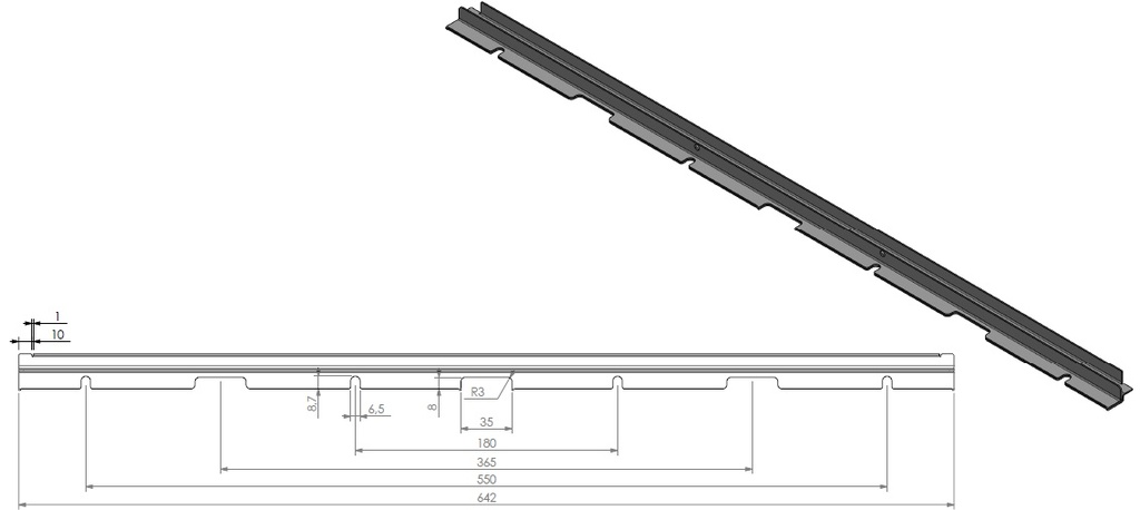 Gouttière pour joint de porte haut et bas en noir Univ 6-80