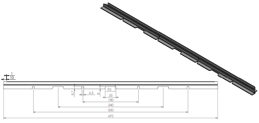 Gouttière pour joint de porte haut et bas en noir Univ 6-85
