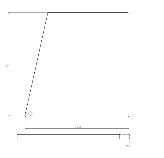 Sole foyère droite ou gauche acier noir Univ 6-85